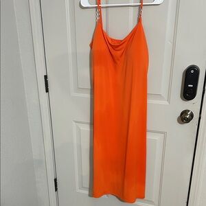 Planet Gold Vibrant Orange Midi Dress